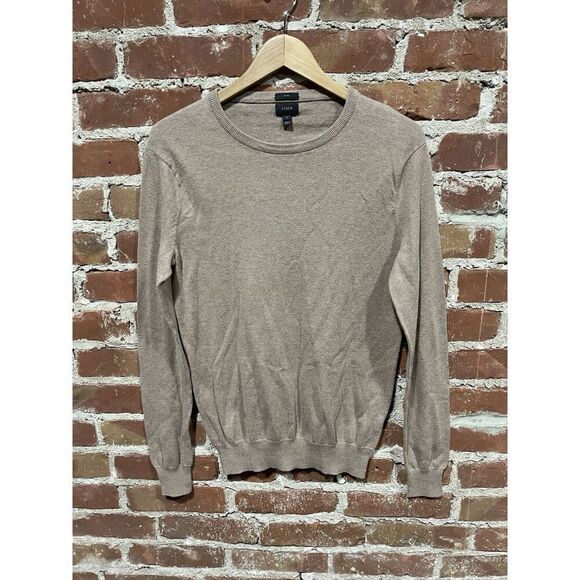J. Crew Cotton With Cashmere Beige Slim Small Sweater Pullover Mens Work Preppy - Picture 1 of 4